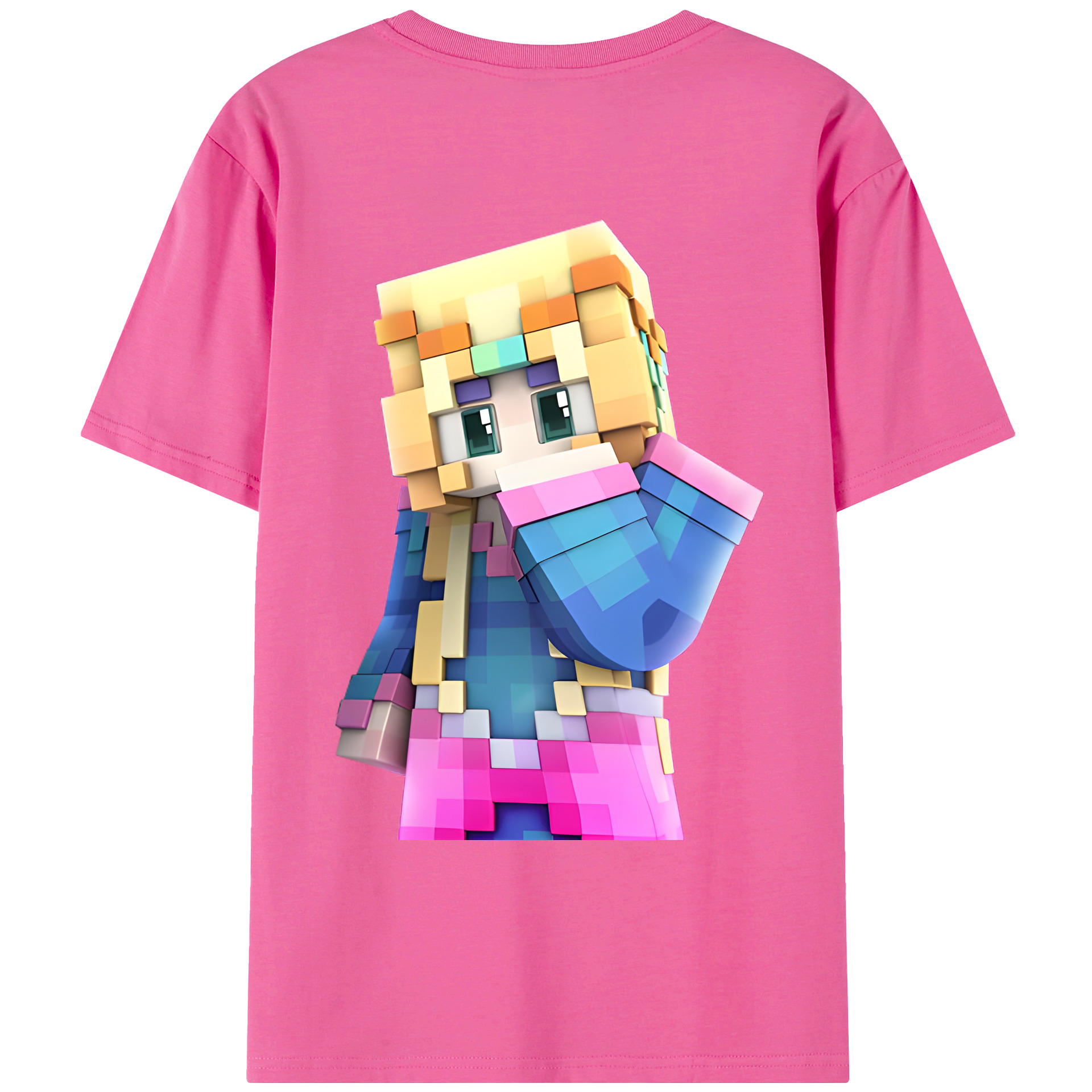 （画像用） マインクラフト ブロックの世界 Minecraft MC Block world レディース半袖Tシャツ(バックプリント)